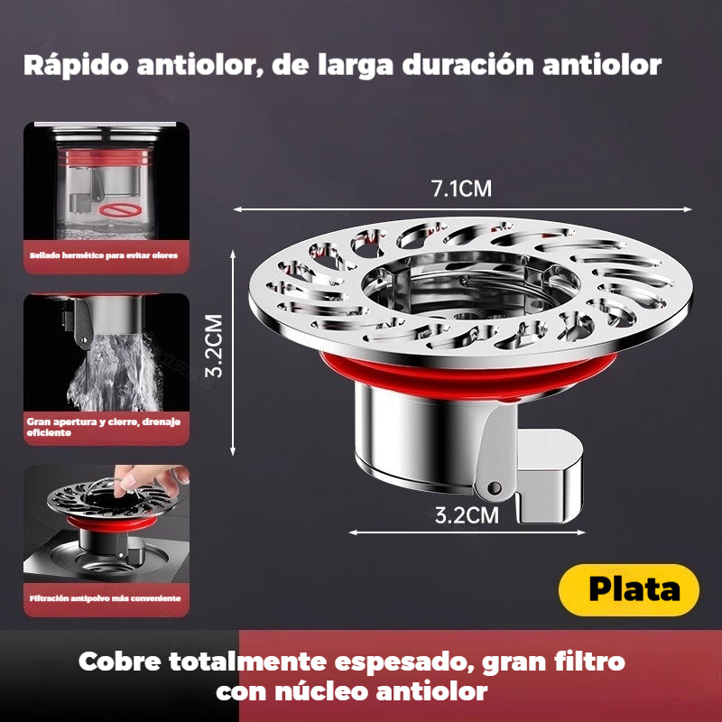 🔥¡Compra 1 y llévate 1 GRATIS!（2 piezas）🔥 Desagüe universal de latón para suelo con núcleo desodorizante antiolor 🚿✨