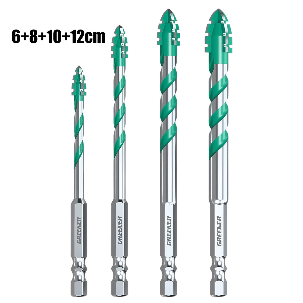 🔥【6+8+10+12mm】【10  piezas】Broca universal 4 filos: abre agujeros más rápidos, limpios y sin esfuerzo en todos los materiales.