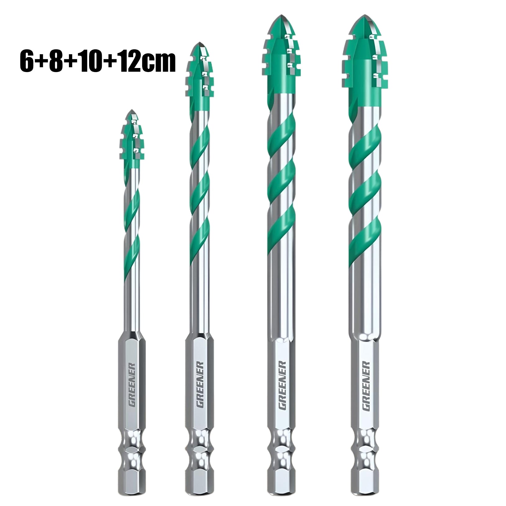 🔩 6+8+10+12mm✨Broca de 4 Filos Multimaterial – Perforación Rápida y Precisa en Acero, Vidrio y Cerámica 💪✨