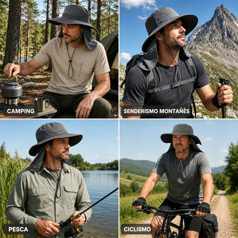 🧢🌿 Sombrero Pescador de Ala Ancha – Ligero, Transpirable y con Protección UV para Senderismo y Pesca ☀️🏔️
