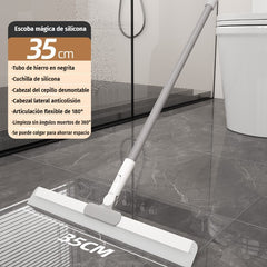 🧹 Squeegee de silicona 3 en 1 – fácil de limpiar, no retiene pelo, mango telescópico de acero inoxidable ✨