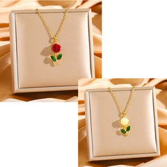 🔥Compra 1 y llévate 1 gratis：2 piezas🔥🌹💎 Collar con colgante de rosa para mujer