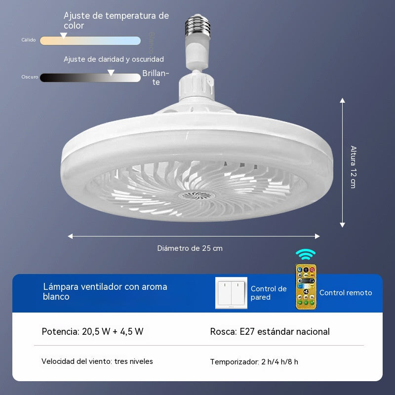 💡❄Ventilador y luz integrados para uso doméstico- atenuación tricolor🌈