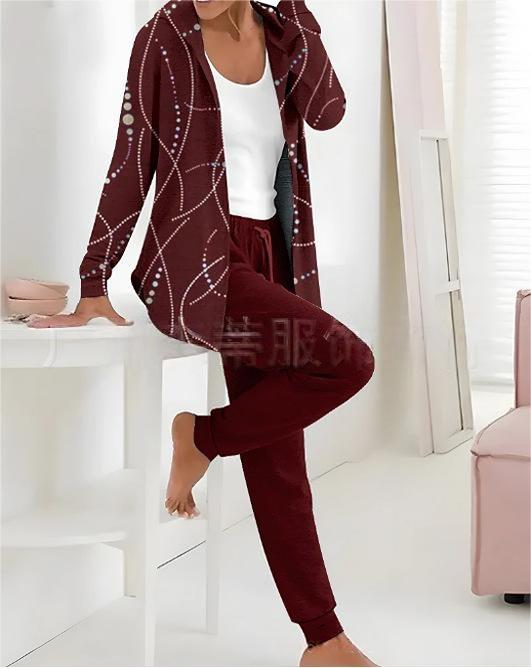 【🏆️Producto más vendido】🔥Nuevo estilo, conjunto casual de dos piezas con estampado de otoño e invierno, mangas largas + pantalones largos