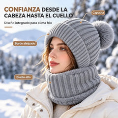 🧣❄️ Gorro de Punto 3 en 1 para Mujer | Bufanda, Cuello y Mascarilla Integrados | Forro Polar, Orejeras y Protección contra el Viento para Ciclismo 🚴‍♀️