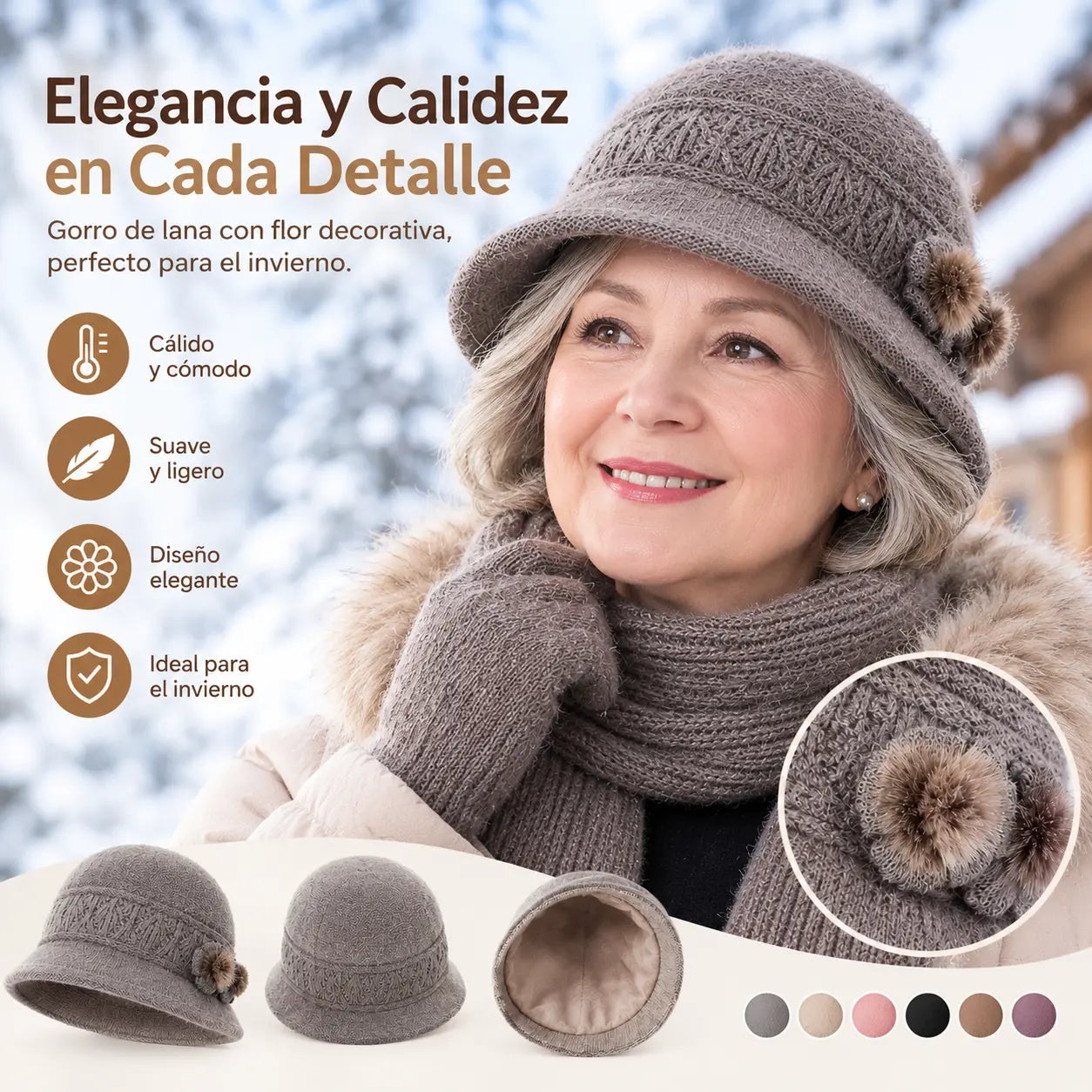 🔥 50% DESCUENTO | Accesorios de invierno suaves y abrigados❄️ Set de gorro y bufanda cálido para mamá y abuela