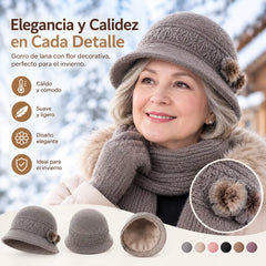 🔥 50% DESCUENTO | Accesorios de invierno suaves y abrigados❄️ Set de gorro y bufanda cálido para mamá y abuela