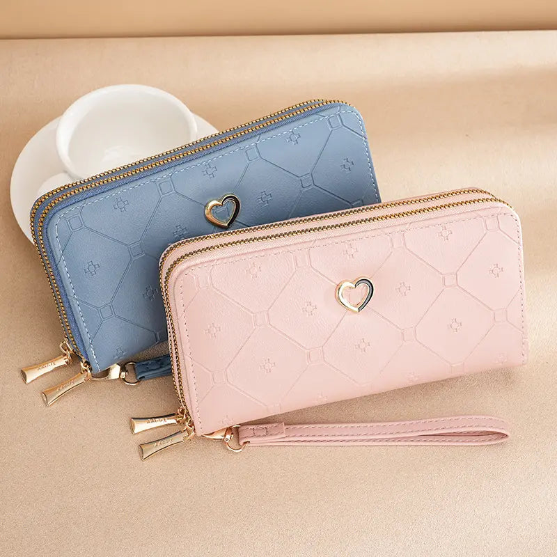 👛 Nueva billetera de gran capacidad con doble cremallera y diseño patchwork 2026