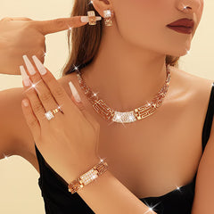 💖🔥【Anillo + Pulsera + Pendientes + Collar】✨Conjunto de joyas de estilo bohemio, creativo y único, de estilo minimalista.