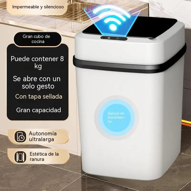 Papelera inteligente con sensor para uso doméstico