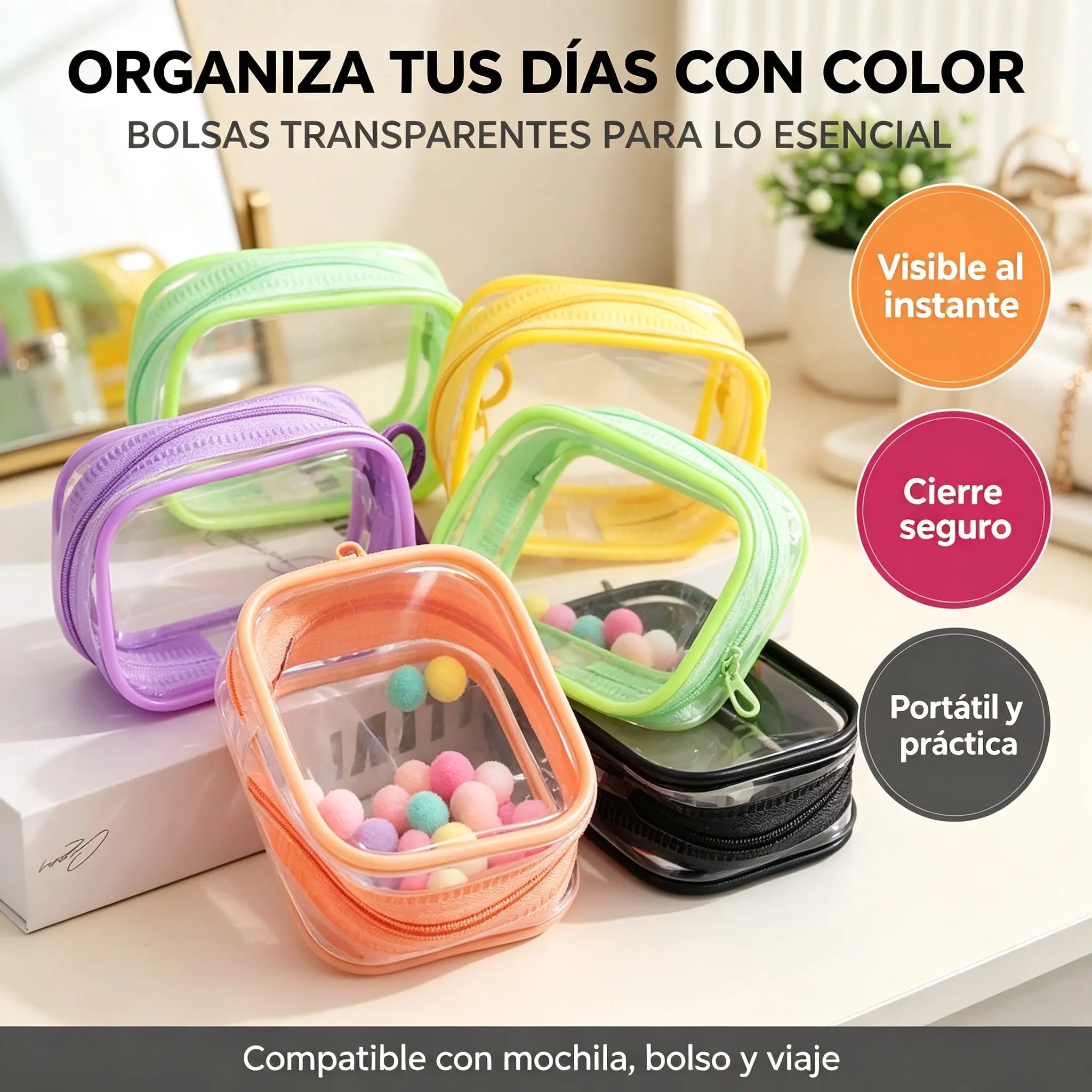 🔍✨ Bolsa de Almacenamiento Transparente Colgante para Cables y Accesorios | Organizador Portátil para Viajes y Uso Diario 🎧