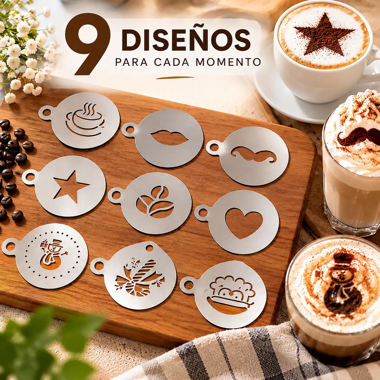 ☕ Molde de acero inoxidable para arte latte de café