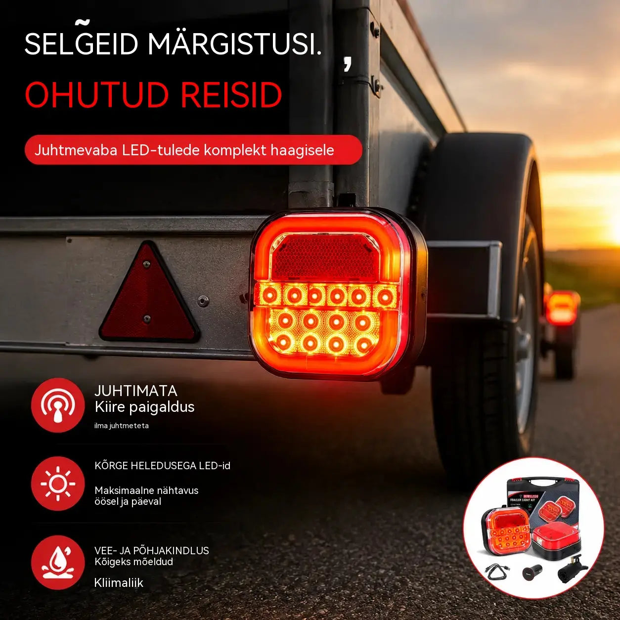 🚦【Universaalsed 12 V / 24 V】🚦 LED-tuled auto haagisele