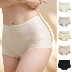 🔥5 piezas🔥Braguitas triangulares de jacquard de cintura alta, antibacterianas, de seda morera, de grado 10A, para mujer, que realzan la cadera y adelgazan el abdomen (40-80 kg)