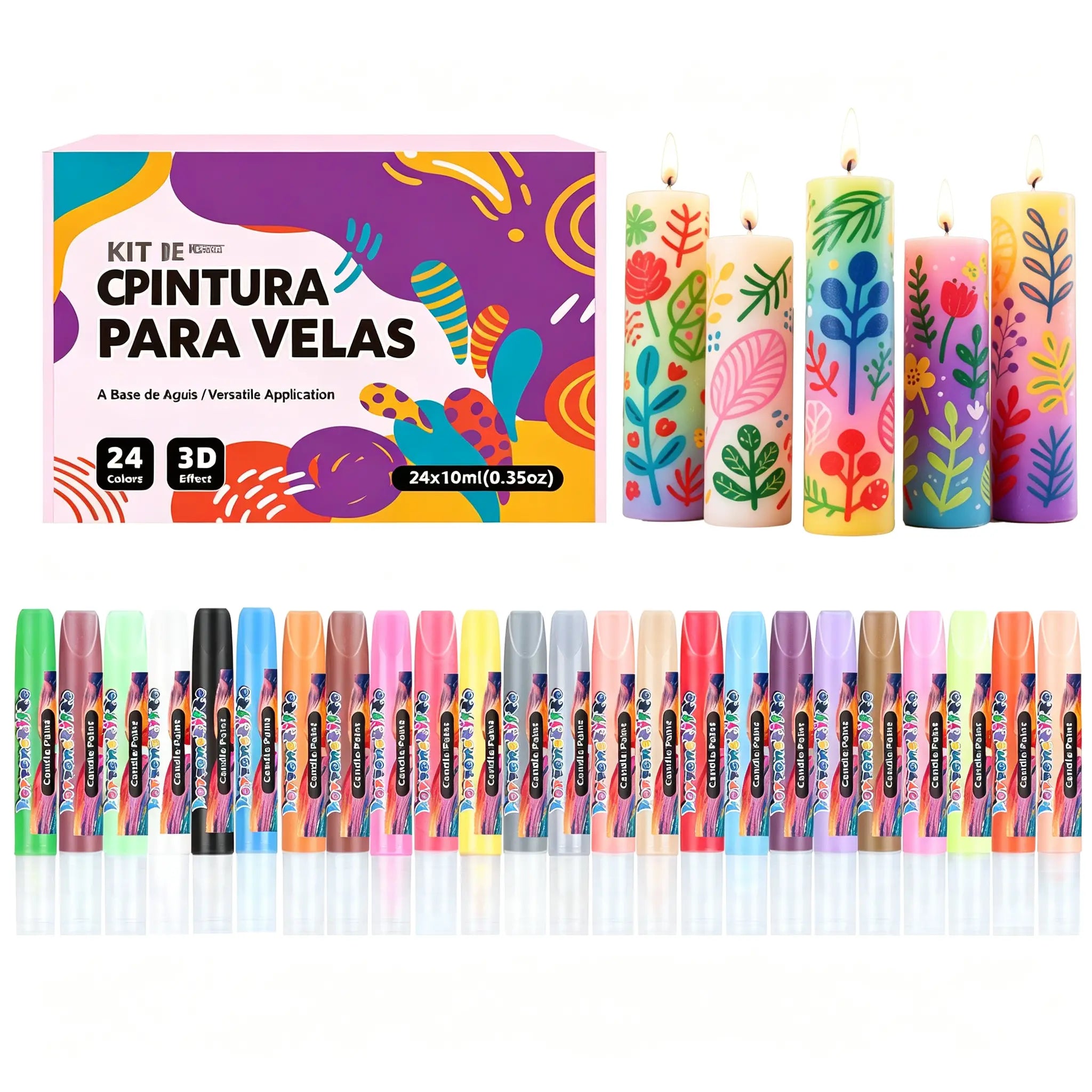 🎨【24 spalvos dėžutėje】Tik 32 eurai 🥳💞 24 spalvų 3D grafiti tipo dažų žymekliai žvakėms!
