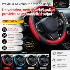 🔥 Prevleka za volan iz pravega usnja – Univerzalna, nedrseča in trpežna prevleka za avtomobilski volan 🚘