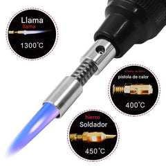 💥【 incluye cuerpo principal + 3 * conectores】🧰Pequeño soldador de gas portátil 4 en 1 herramienta de soldadura