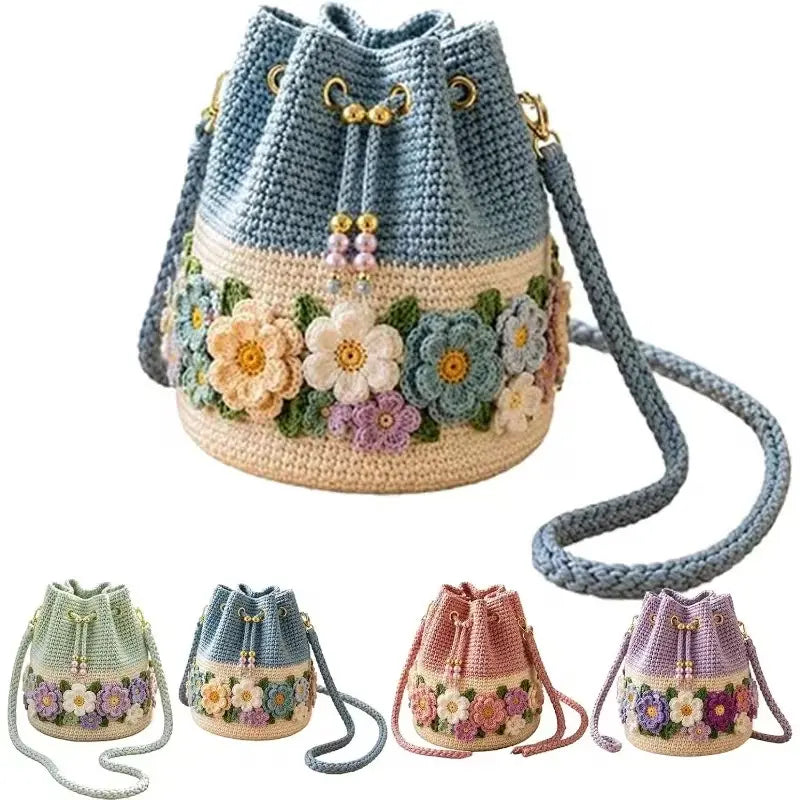 🌼 Bolso Cubo de Ganchillo Artesanal – Estilo Bohemio con Flores, Único y Atemporal 👜