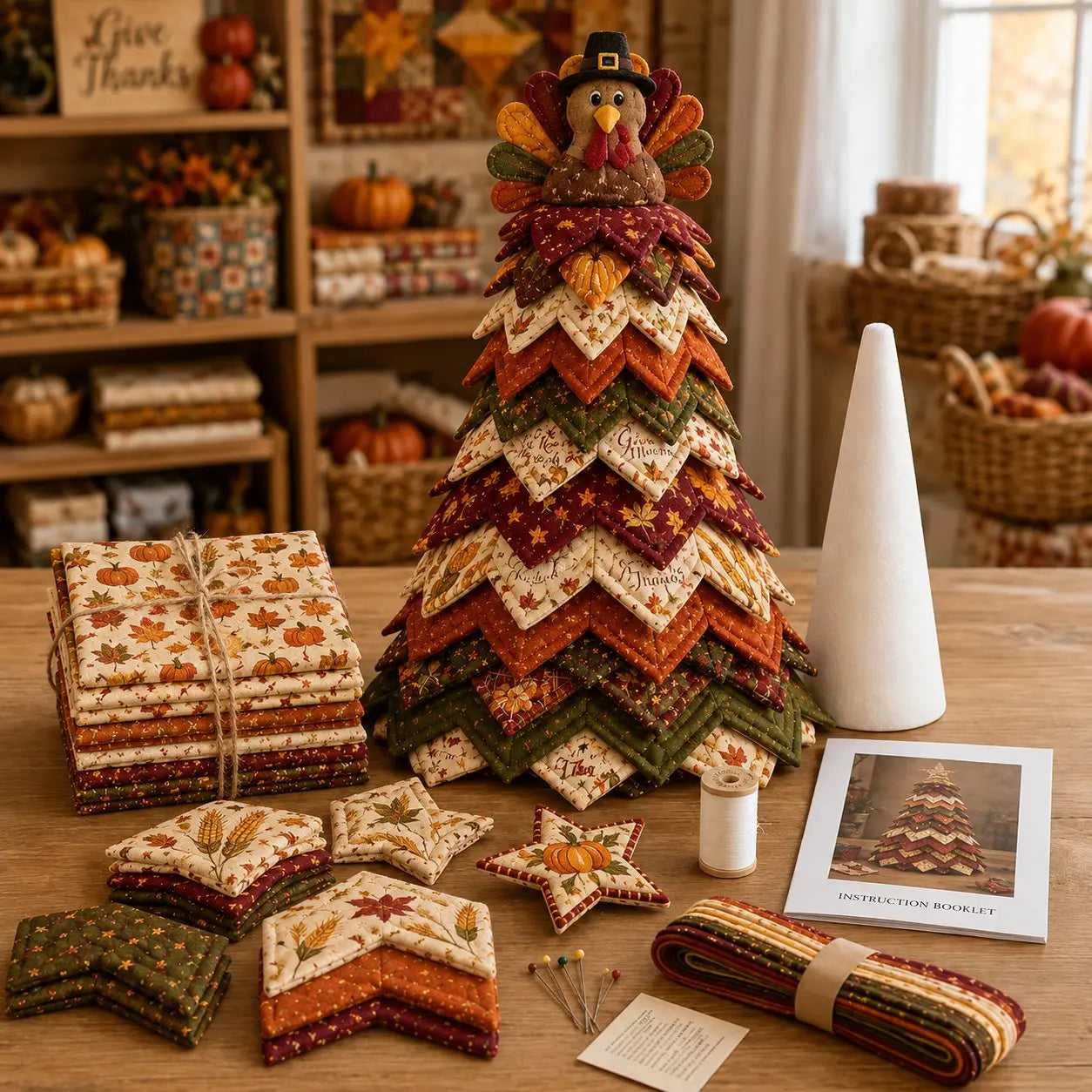 🎄Set de patchwork para árbol de Navidad de Halloween: Un adorno de Halloween que se puede hacer fácilmente con varias capas de tela, perfecto para los amantes del patchwork.