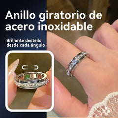 🔥Anillo giratorio Rotation Bar en acero de titanio con circonita