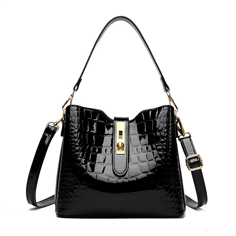 👜 ¡TIEMPO LIMITADO: 50% DE DESCUENTO! ✨ Bolso de mano brillante para mujer con estampado de cocodrilo: estructurado, detalles dorados, espacioso y elegante 💼