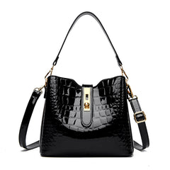 👜 ¡TIEMPO LIMITADO: 50% DE DESCUENTO! ✨ Bolso de mano brillante para mujer con estampado de cocodrilo: estructurado, detalles dorados, espacioso y elegante 💼