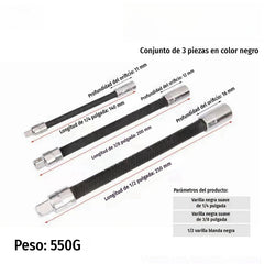🔩 3 tamaños (1/4", 3/8", 1/2") ⚙️ Barra extensible flexible para llave de carraca - vanadio, llega a rincones estrechos, bloqueo de bola - ideal para maquinistas y aficionados al bricolaje 🛠️