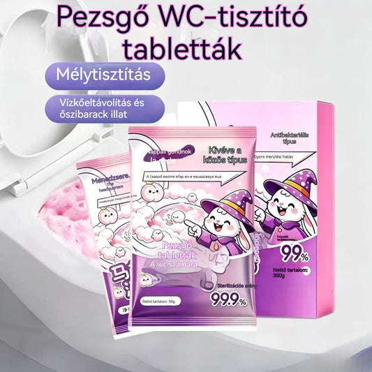 🔥 1 doboz (6 tasak) – mindössze 8800 Ft 🫧🚽 Pezsgő WC-tisztító tabletták – Mélytisztítás, vízkőeltávolítás és őszibarack illat ✨🫧