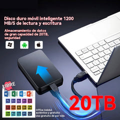 🔥🔥 Disco duro portátil de 16 TB – ⚡ Transferencia de datos ultrarrápida, carcasa a prueba de golpes, diseño ultrafino, conectar y usar, compatible con PC/Mac/iPhone/Android 💾