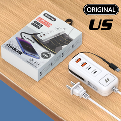 ⚡ Cable de extensión USB y protector de sobretensiones | Oferta con 50% de descuento | Hub inteligente de 4 puertos, carga rápida de 30 minutos y protector de sobretensiones | Mantén tu computadora y equipo de viaje en orden ✨