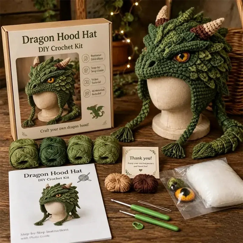 ✨🧶 Kit de Crochet DIY: Gorro con Capucha de Fantasía – Teje tu Estilo Mágico 🧝‍♀️✨
