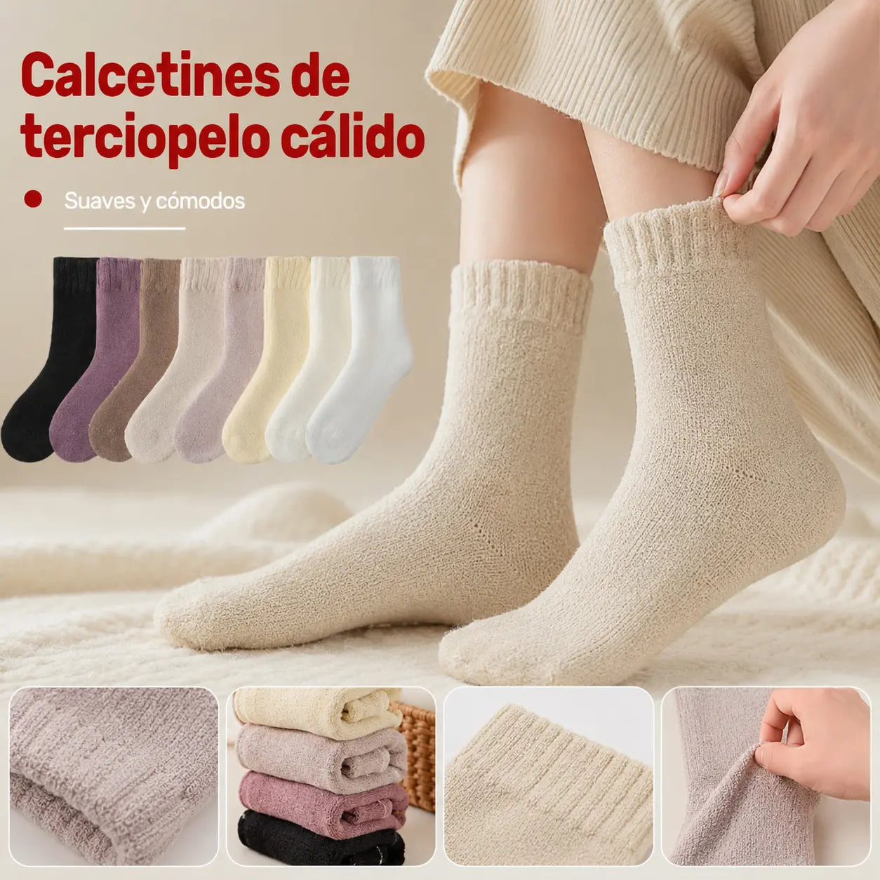 🏆【6 pares】🧦Calcetines de invierno antibolitas y de lana para mujer, calcetines de invierno que te mantienen abrigado