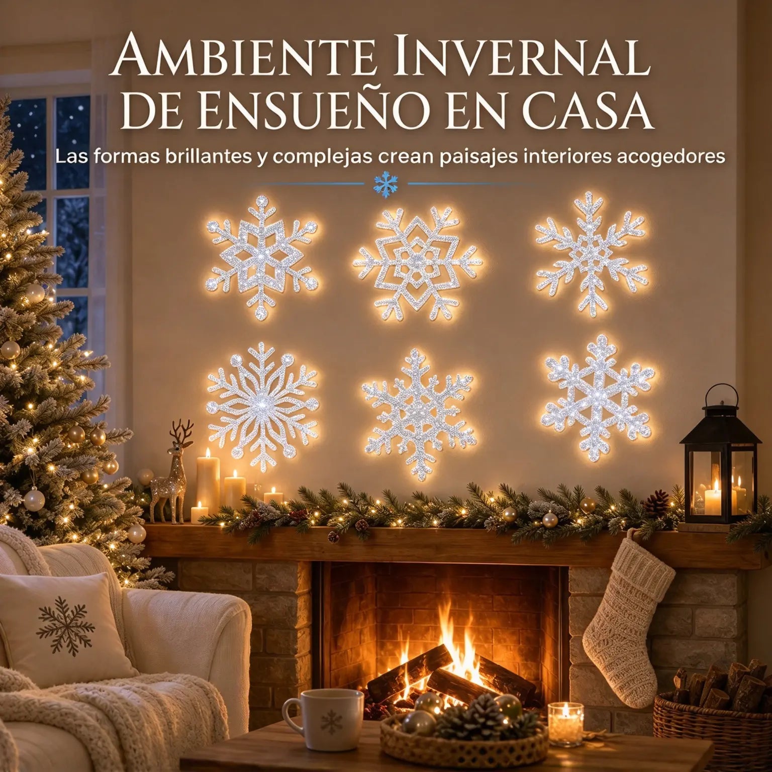 ❄️🎄¡50% de descuento! Adhesivos de pared con forma de copo de nieve que brillan en la oscuridad: una decoración mágica que resplandece por la noche ✨🏠