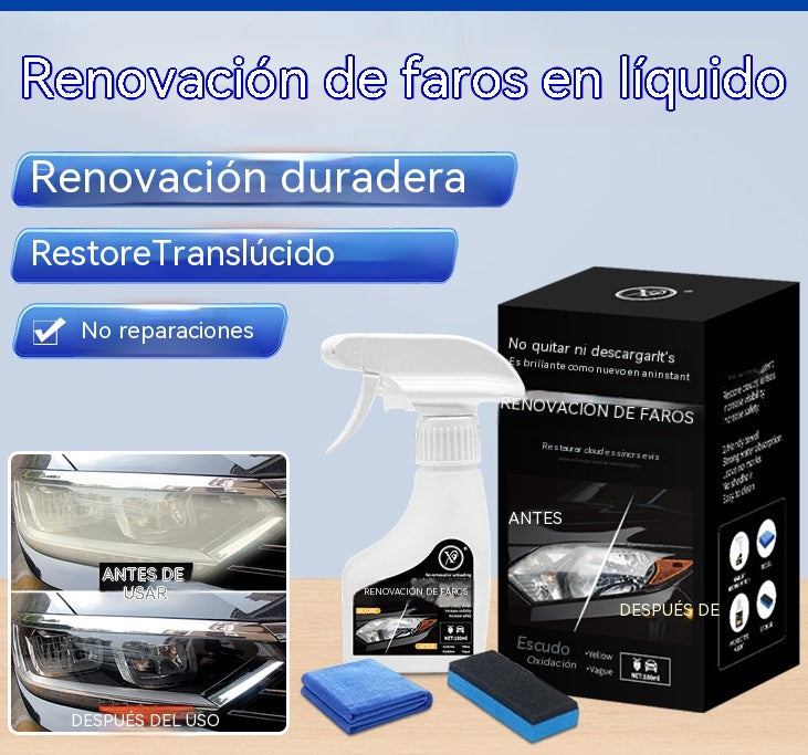 🚗💡Agente restaurador de faros de coche 180 ml + líquido de recubrimiento cerámico 10 ml