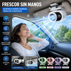 🌀 Ventilador manos libres con pantalla LED, clip integrado y 199 niveles de ajuste