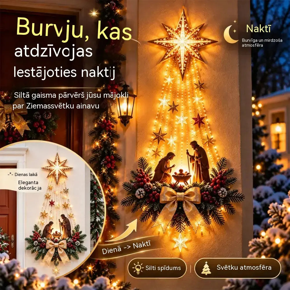 ✨🕯️ Izgaismojama sienas Kristus piedzimšanas ainas dekorācija | Kristus piedzimšanas aina ar LED gaismām | Ziemassvētku mājas dekors 🏠