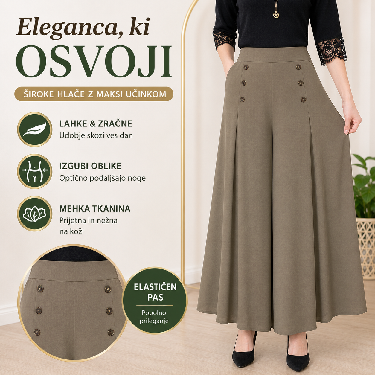 💖【M-5XL】Žensko modno široko drapirano krilo z visokim pasom