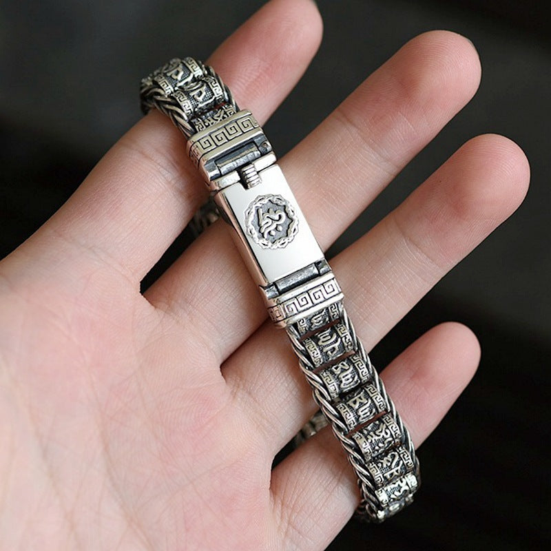 🔥Pulsera de cuentas retorcidas de plata S925 para hombre
