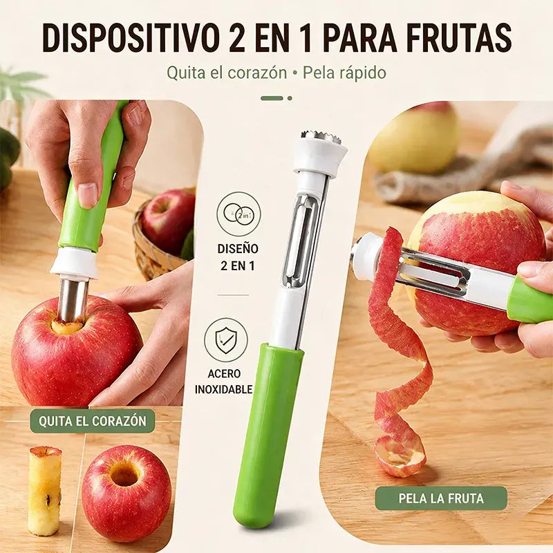 【¡Compre uno y obtenga uno gratis!】🍏 Pelador y Sacacorazones 2 en 1 Telescópico – Herramienta Plegable para Manzanas, Peras y Frutas🔪