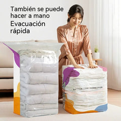 🧳【Juego de 4 piezas】💨 Bolsa de almacenamiento al vacío grande y compresible: no requiere bomba, es a prueba de fugas e ideal para ahorrar espacio en maletas y en casa ✈️
