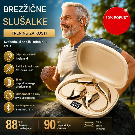🔋Brezžične Bluetooth slušalke brez vgrajenega ušesa, z ušesno kljukico in kostno prevodnostjo🎙️🎧