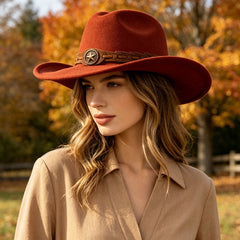 🔥【Compra 1 y llévate 1 gratis】👒✨Sombrero de fieltro al estilo vaquero occidental