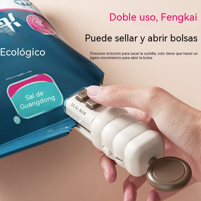 🍿🍟Máquina selladora doméstica recargable, selladora de bolsas de plástico para envases de aperitivos.