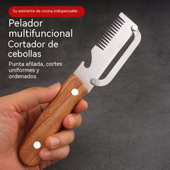 ✅Compra 1 y llévate 1 gratis (2 artículos) 🧅🔪 Pelador de cocina multifuncional 3 en 1: ¡Pela, corta y abre botellas! 🔥