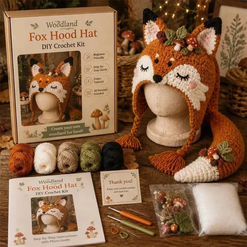 ✨🧶 Kit de Crochet DIY: Gorro con Capucha de Fantasía – Teje tu Estilo Mágico 🧝‍♀️✨