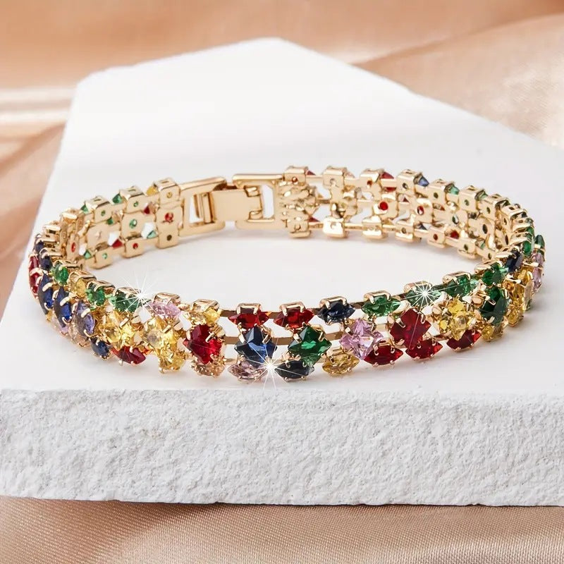 【Compra uno y llévate otro gratis】✨Pulsera de circonitas geométricas coloridas de estilo bohemio