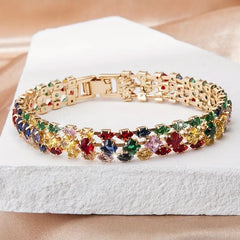 【Compra uno y llévate otro gratis】✨Pulsera de circonitas geométricas coloridas de estilo bohemio