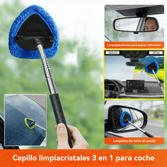 🎁【1 pieza de plástico triangular + 4 fundas de tela】Kit de limpieza de parabrisas de coche - extensible y giratorio 180°