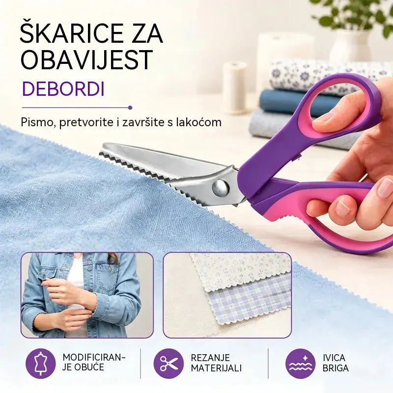 👗✂️ Krojačke škare s ukrasnim rubom – Profesionalni cik-cak i valoviti rez | Savršene za tkanine, patchwork i „uradi sam” projekte