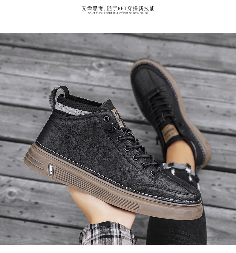 💪Zapatos altos retro para hombre de otoño e invierno, estilo retro británico